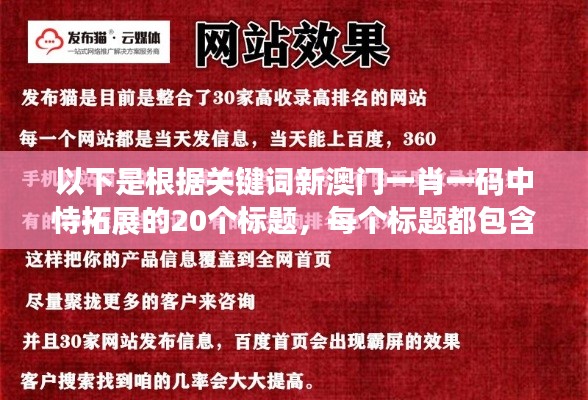 以下是根据关键词新澳门一肖一码中恃拓展的20个标题，每个标题都包含了关键词加上对该关键词的个人感想或见解：