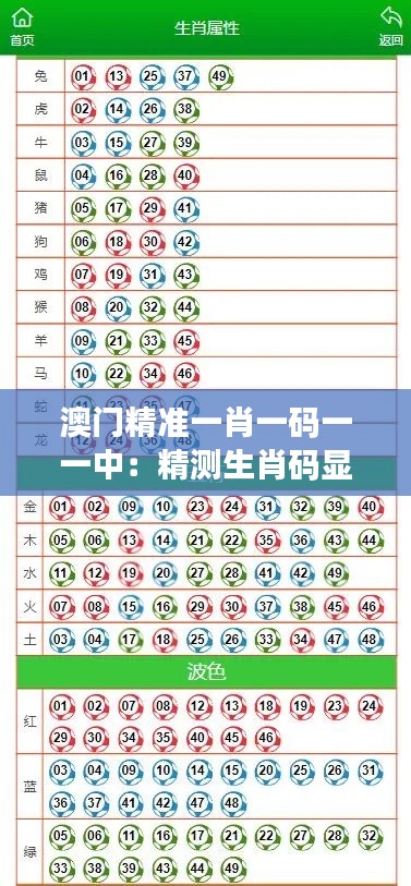 澳门精准一肖一码一一中：精测生肖码显神通