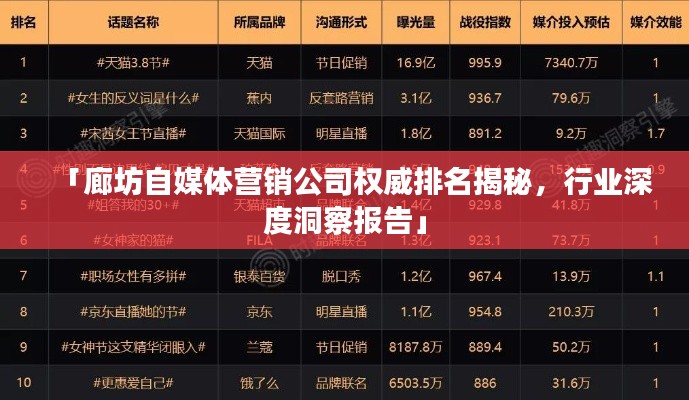 「廊坊自媒体营销公司权威排名揭秘，行业深度洞察报告」